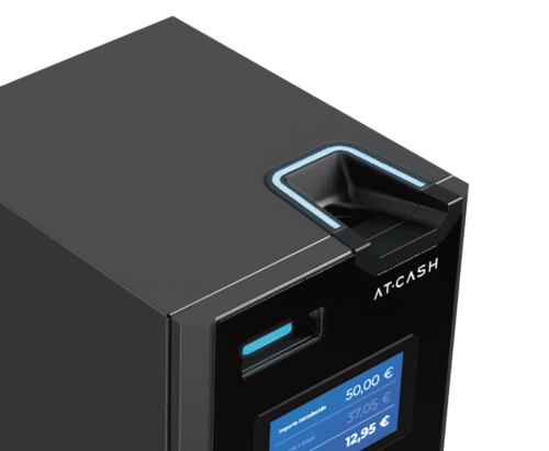 Imagen de detalle del cajero de cobro de efectivo automático AT·CASH