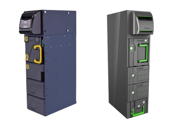 Imagen en la que aparecen el frontal de los recicladores de billetes GRG Banking BR-15N y el BNR