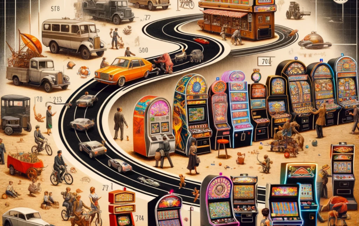 Imagen conceptual de la evolución de las máquinas recreativas