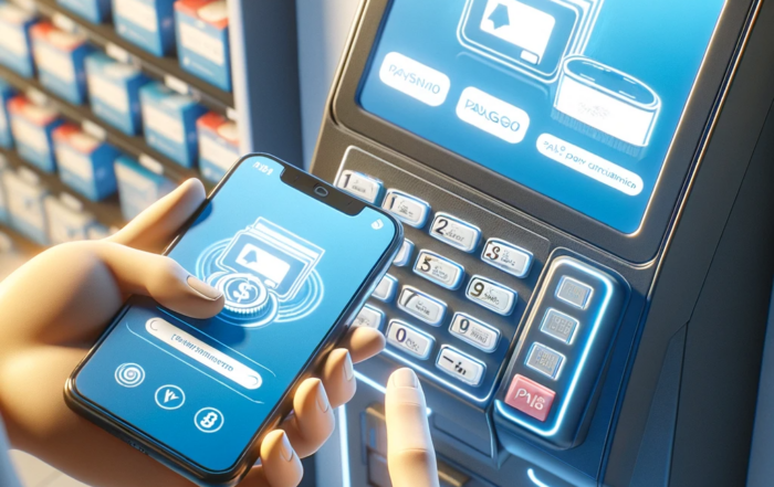 Imagen que representa el pago con movil en una máquina desatendida