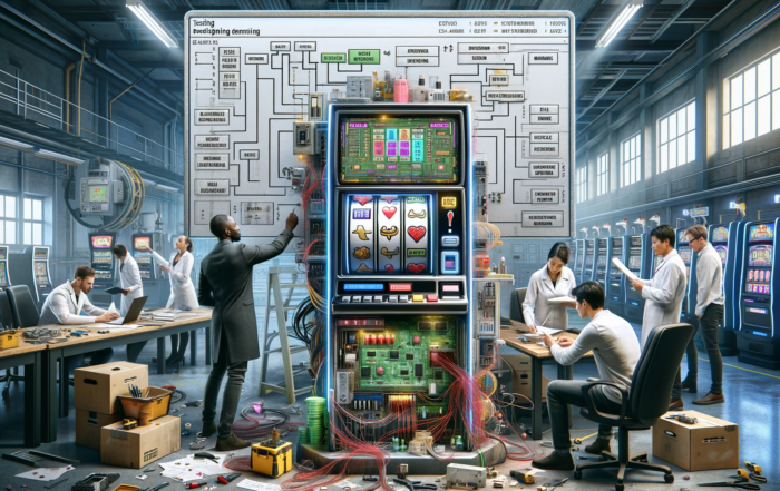 Imagen conceptual de la fase de prototipado y pruebas de una maquina recreativa