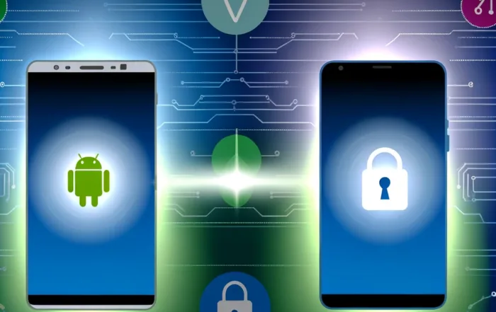 Gráfico que muestra smartphones intercambiando datos seguros de verificación de edad, simbolizando interoperabilidad
