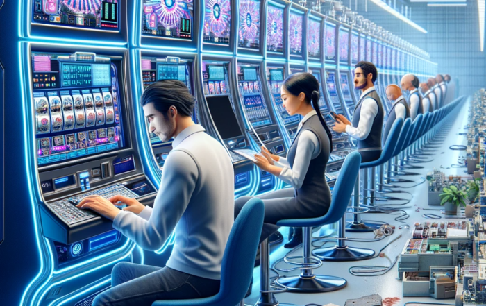 Diagrama que muestra el proceso de producción y mantenimiento de una máquina recreativa, destacando la aplicación de la metodología Agile