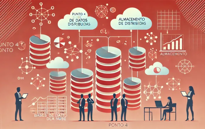 Un diagrama que muestra nodos de almacenamiento conectados por un sistema distribuido, con tablas de bases de datos y fórmulas matemáticas de optimización