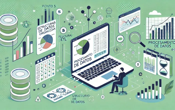 Diagrama que muestra flujos ETL con Apache NiFi conectados a un sistema central, y transformación de datos con Pandas